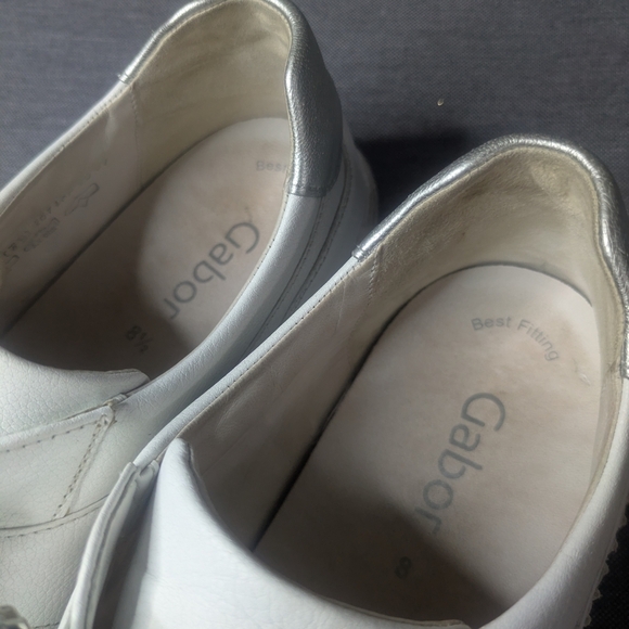 Gabor White Leather Sneakers with Crystal Buckles – Sparkling Detail Size 8.5 - Picture 4 of 10